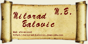 Milorad Balović vizit kartica